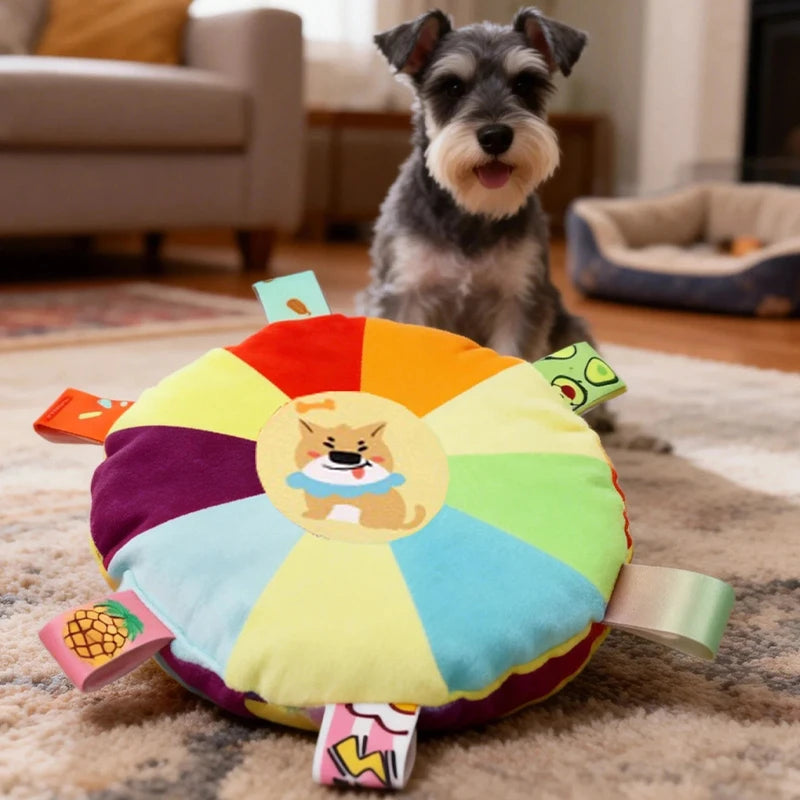Frisbee de peluche con cascabel