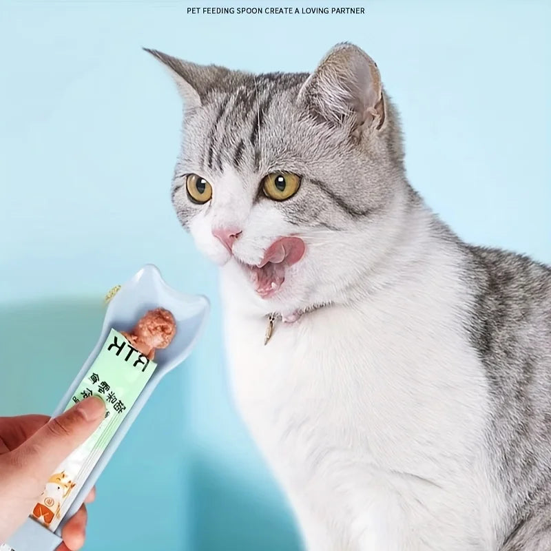 Cuchara para snacks cremosos de gato