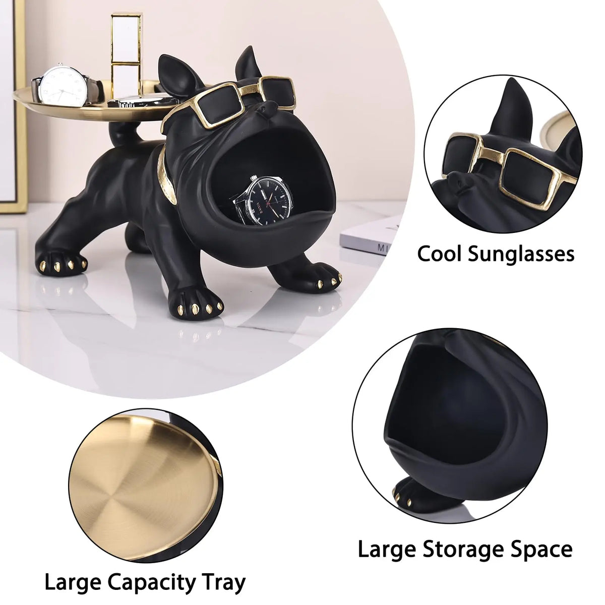 Figura de perro de resina con caja