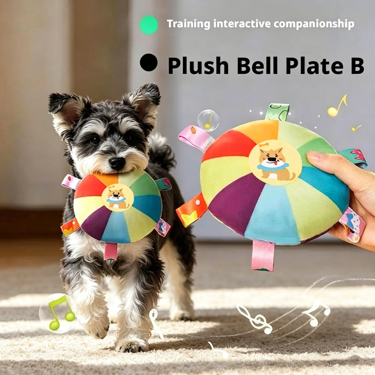 Frisbee de peluche con cascabel
