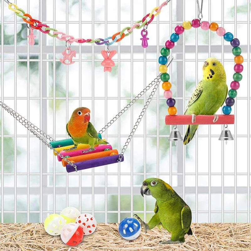 Set de 11 juguetes de madera para pájaros