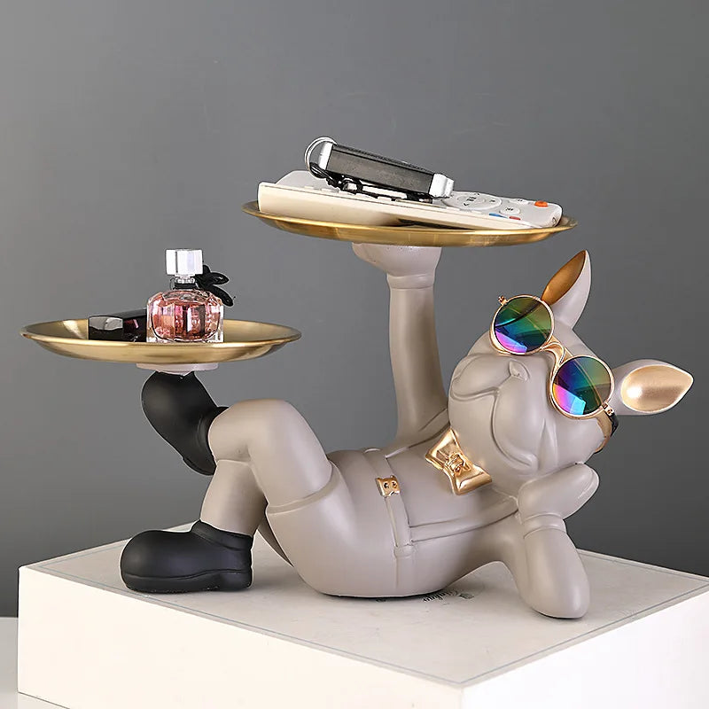Escultura de bulldog decorativa