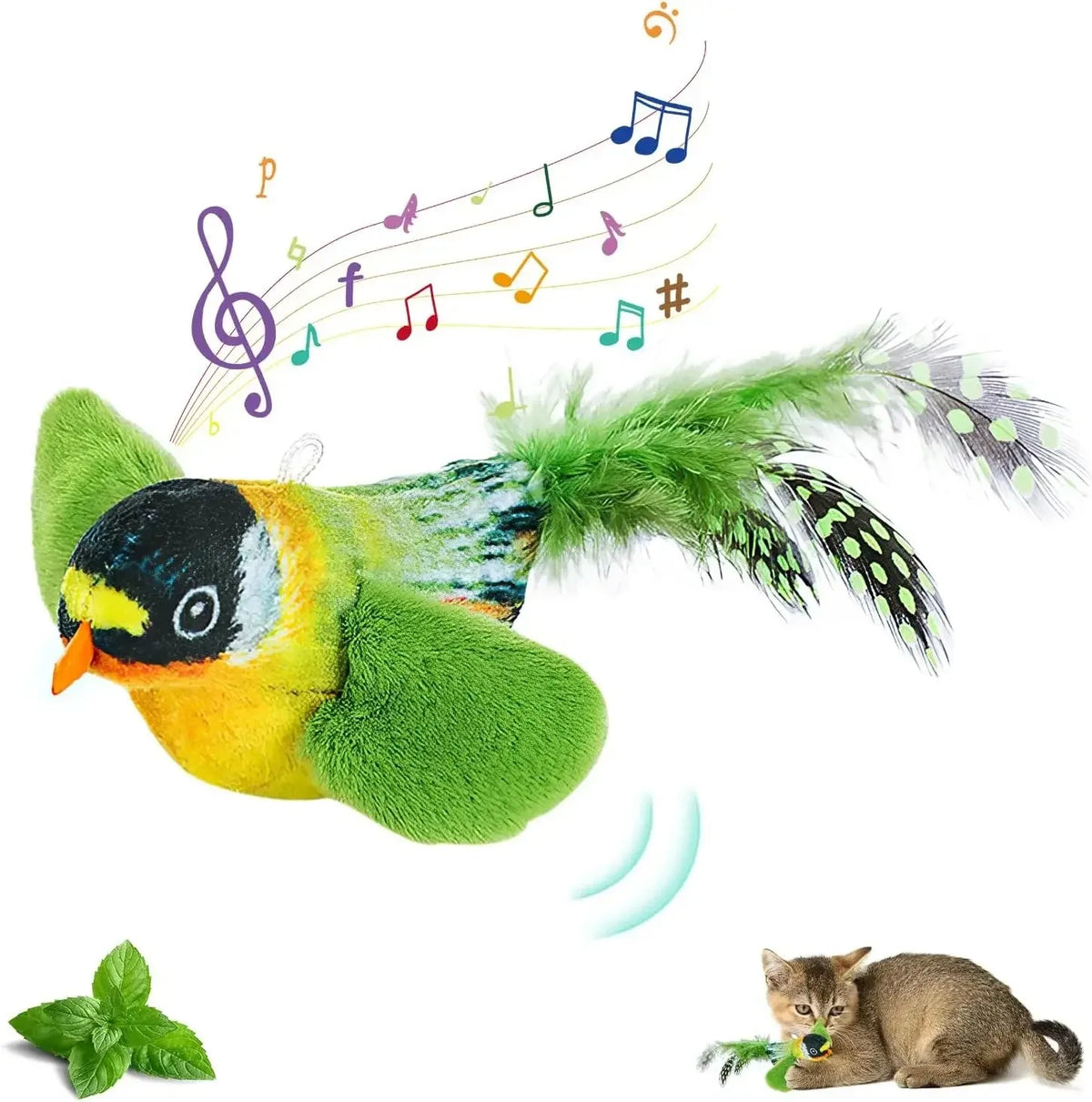 Juguete pájaro con sonido para gatos