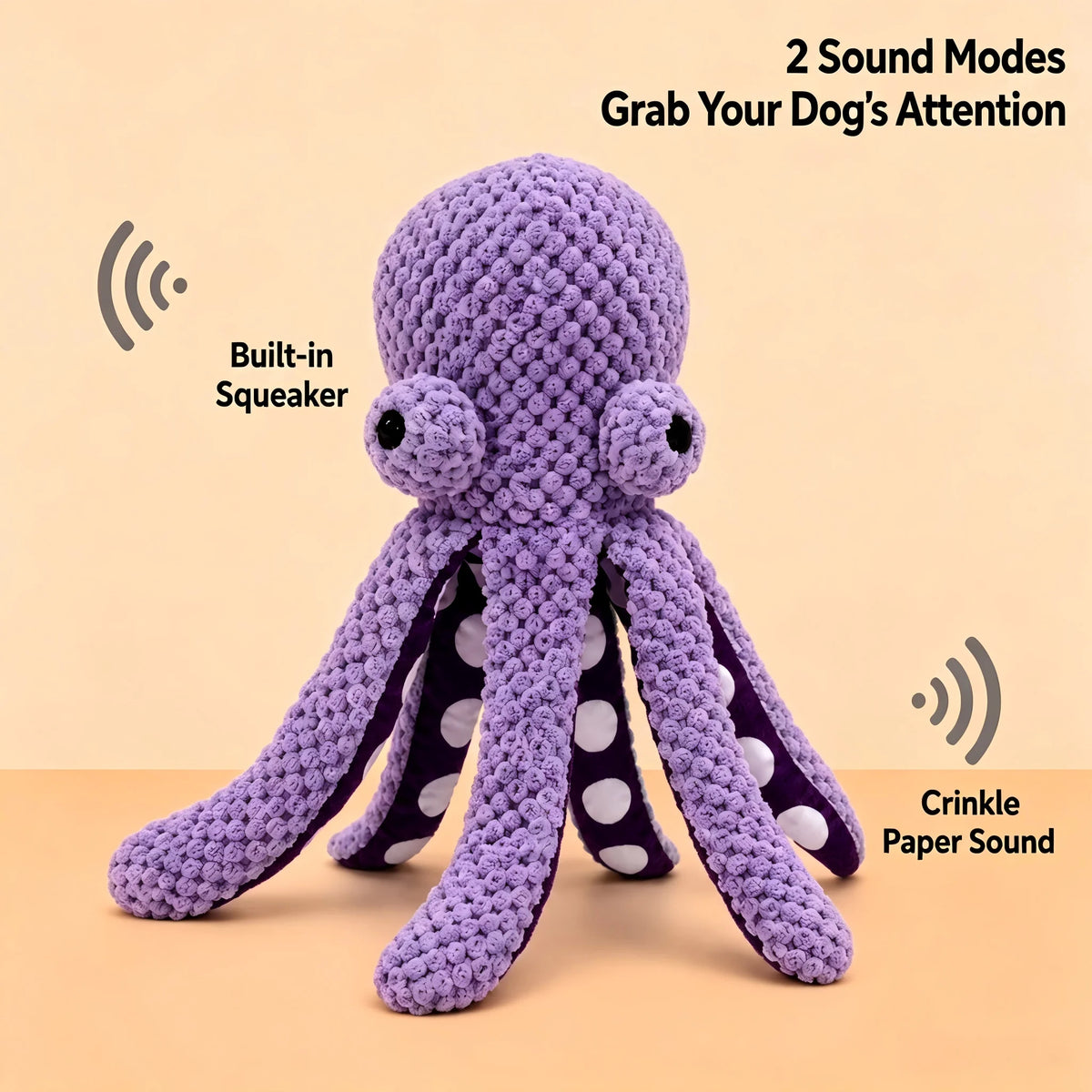 Pulpo de peluche con sonido para perros