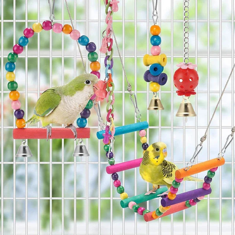 Set de 11 juguetes de madera para pájaros
