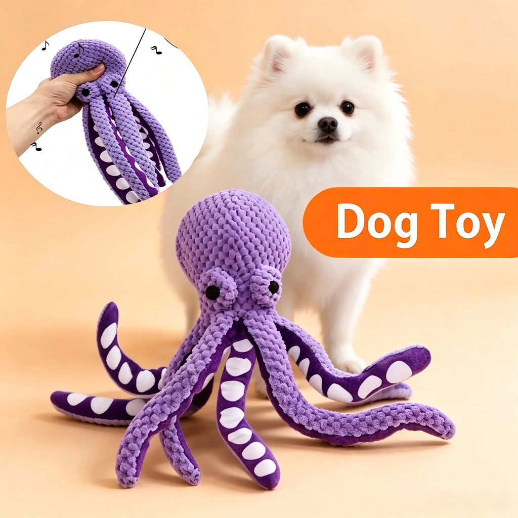 Pulpo de peluche con sonido para perros