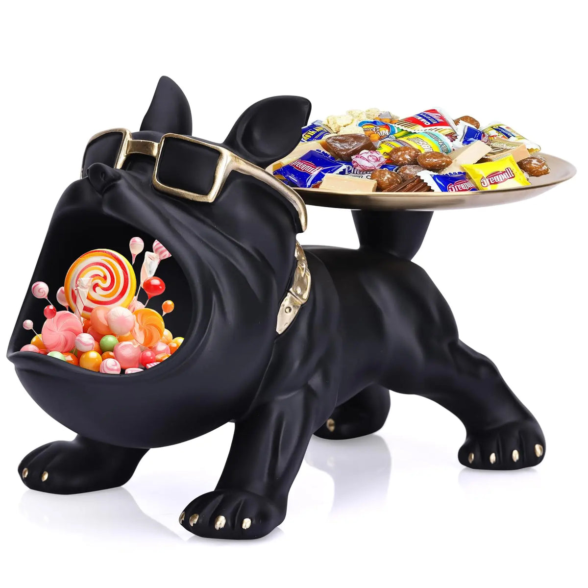 Figura de perro de resina con caja