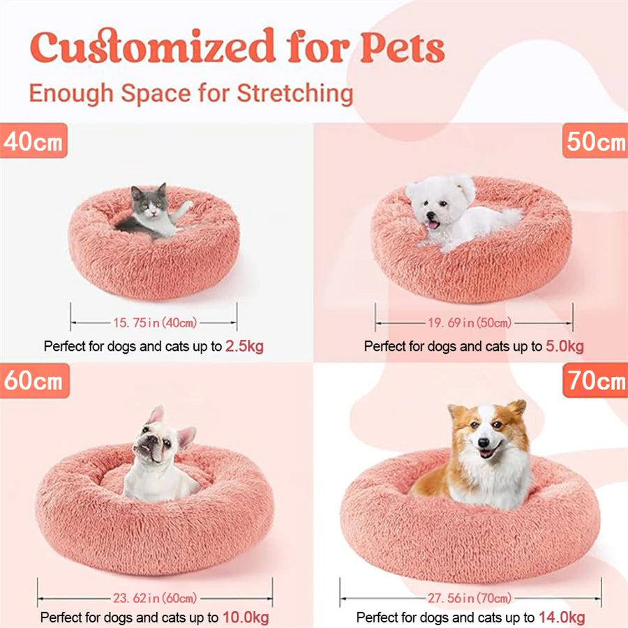 Cama donut calmante de pelo suave