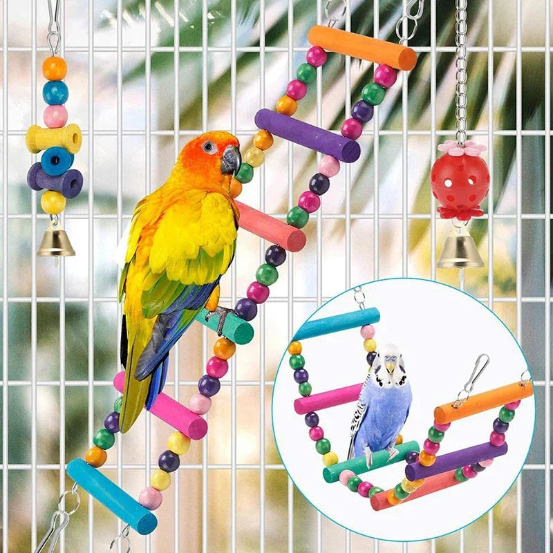 Set de 11 juguetes de madera para pájaros