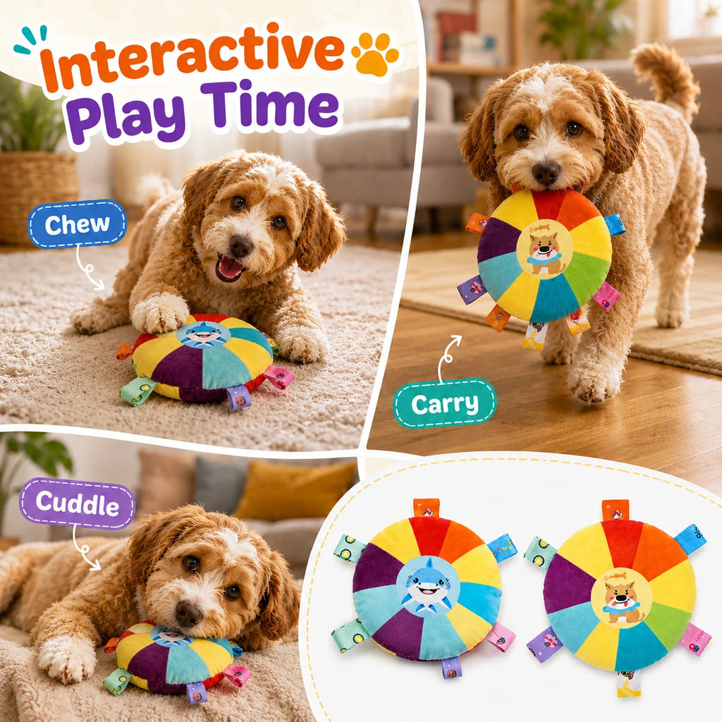 Frisbee de peluche con cascabel