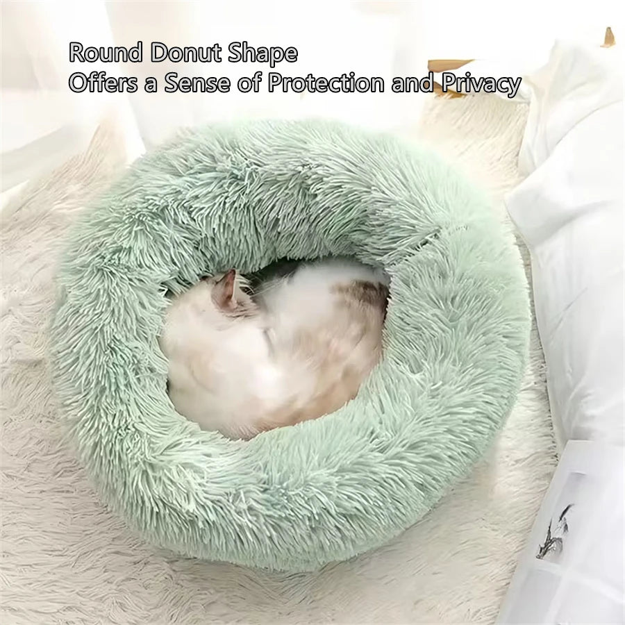 Cama donut calmante de pelo suave