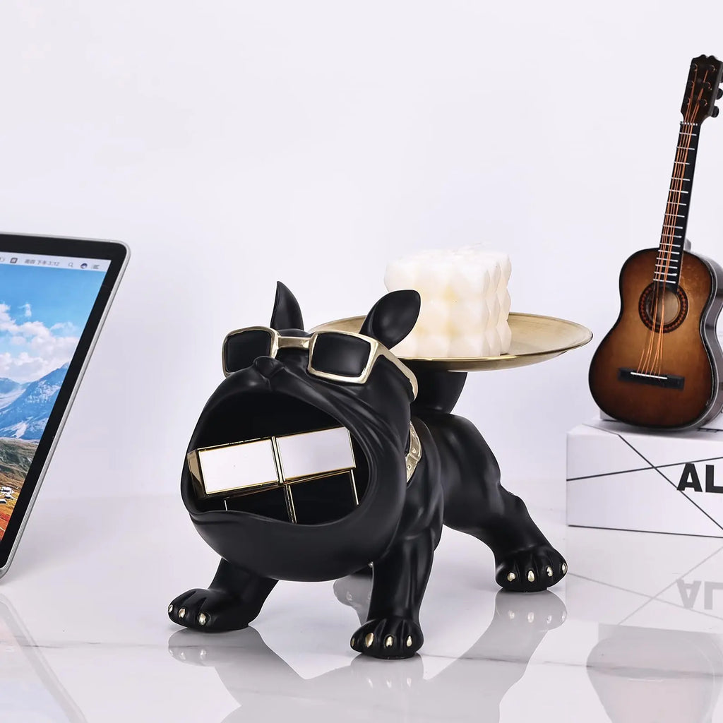 Figura de perro de resina con caja