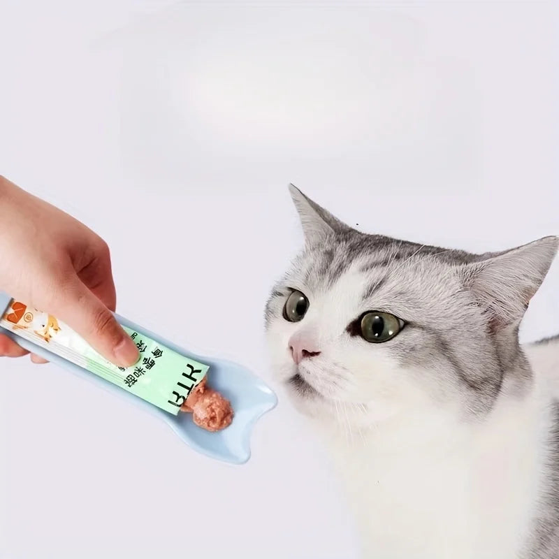 Cuchara para snacks cremosos de gato