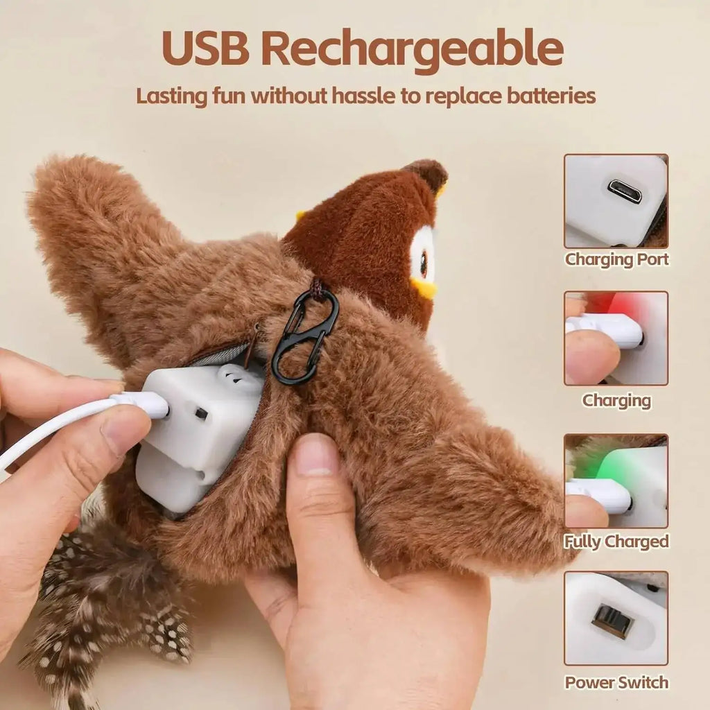 Pájaro interactivo para gatos con sonido y movimiento