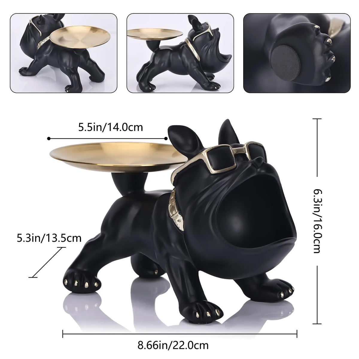 Figura de perro de resina con caja
