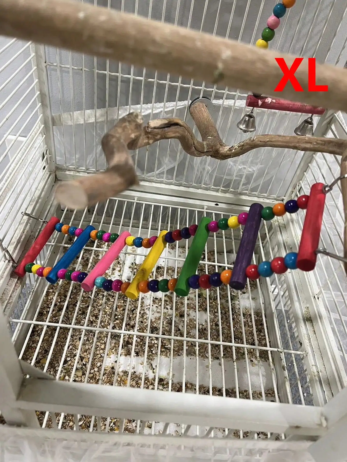 Escalera y columpio de madera para pájaros