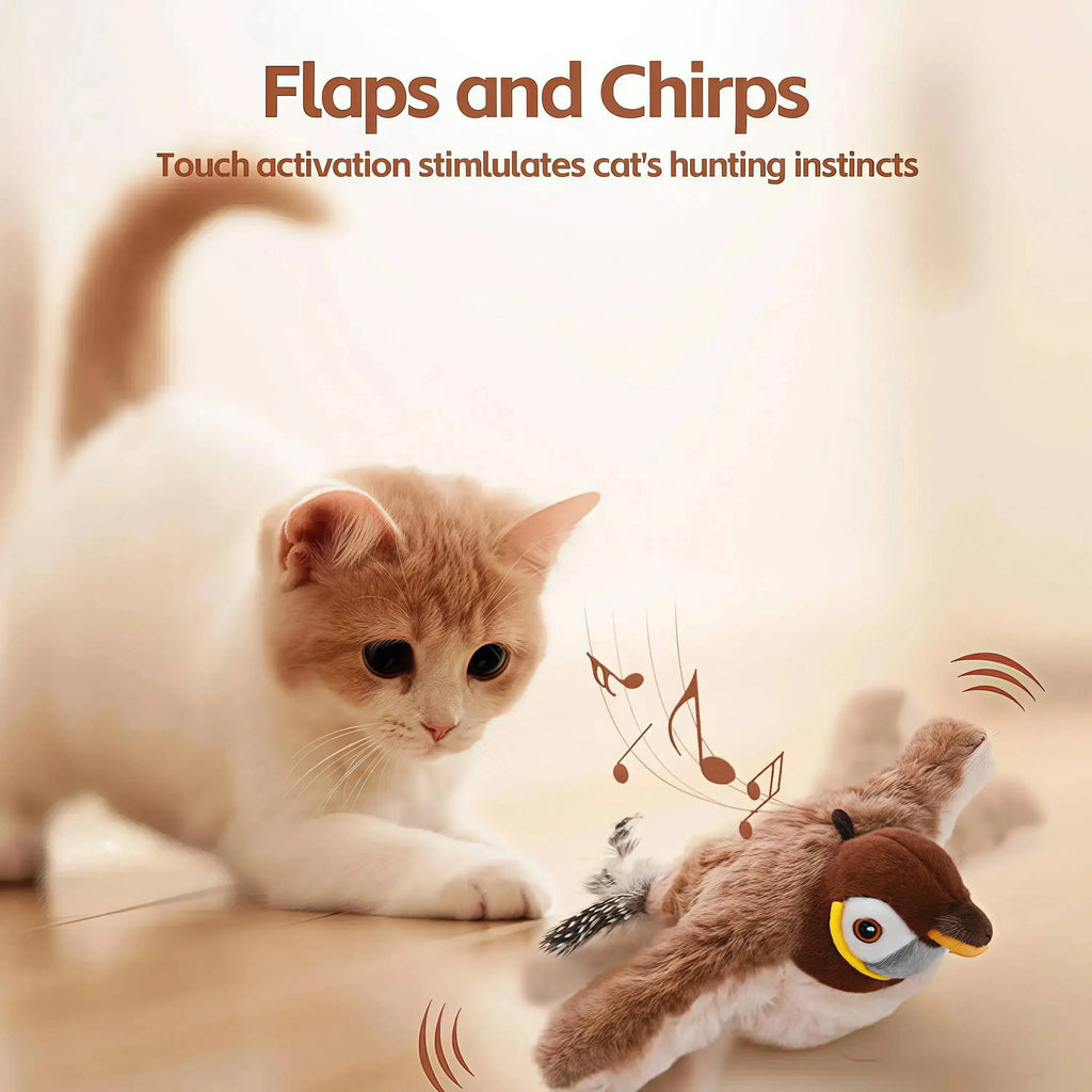 Pájaro interactivo para gatos con sonido y movimiento