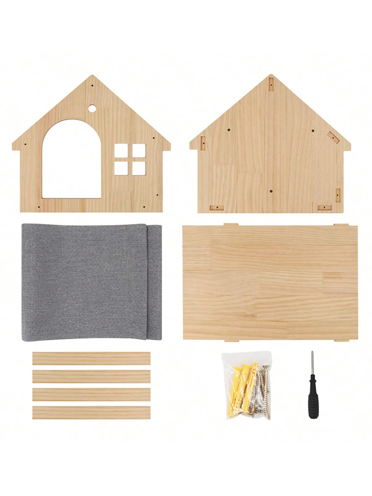 Casita y estantes de pared para gatos