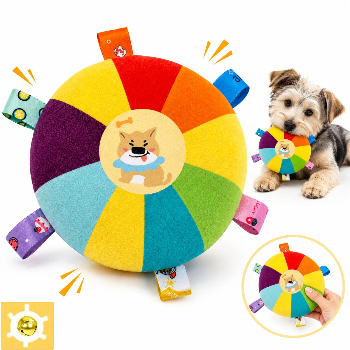 Frisbee de peluche con cascabel
