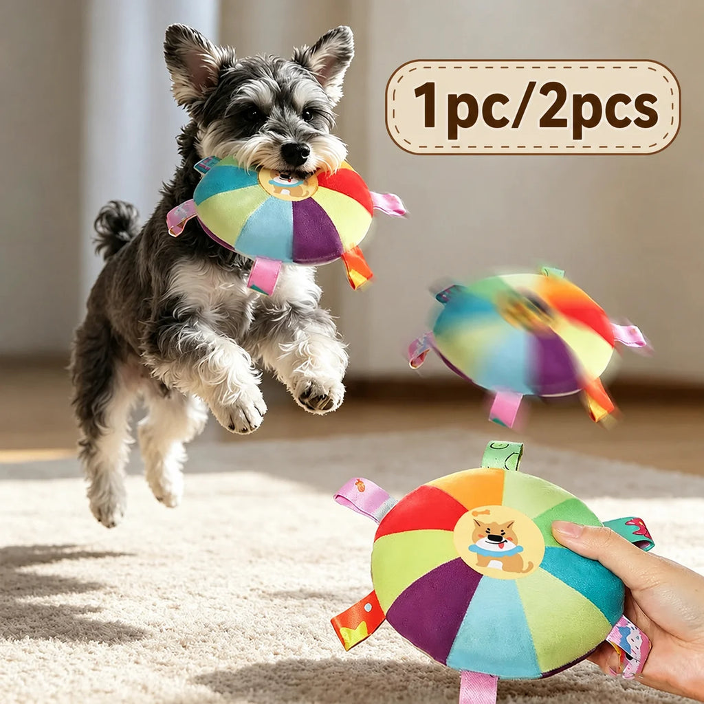 Frisbee de peluche con cascabel