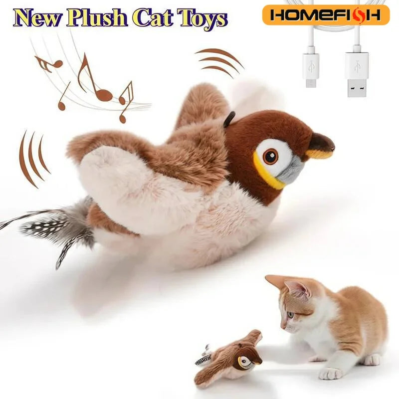 Pájaro interactivo para gatos con sonido y movimiento